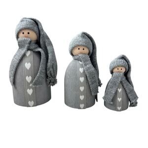 Larssons Tra "Heartband" gnomes,Tomte,Nisse figures, handmade in Tranemo Sweden